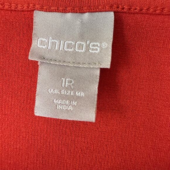 Chico’s Size M Burnt Orange Embroidered Sequined Pullover top size M - Picture 2 of 9
